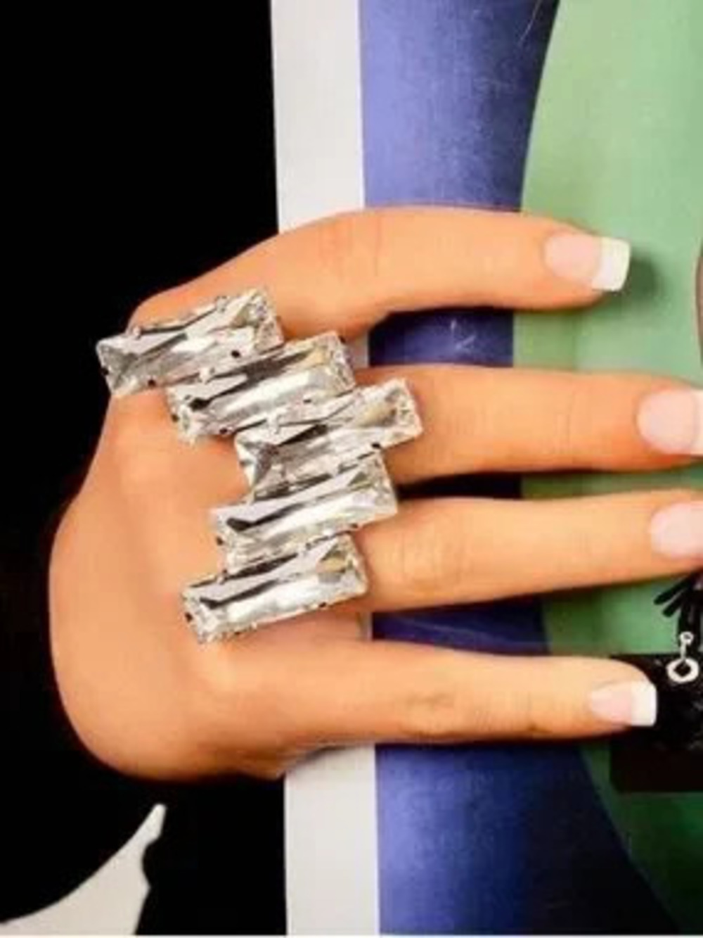 Elegant Clear Crystal Statement Bar Ring